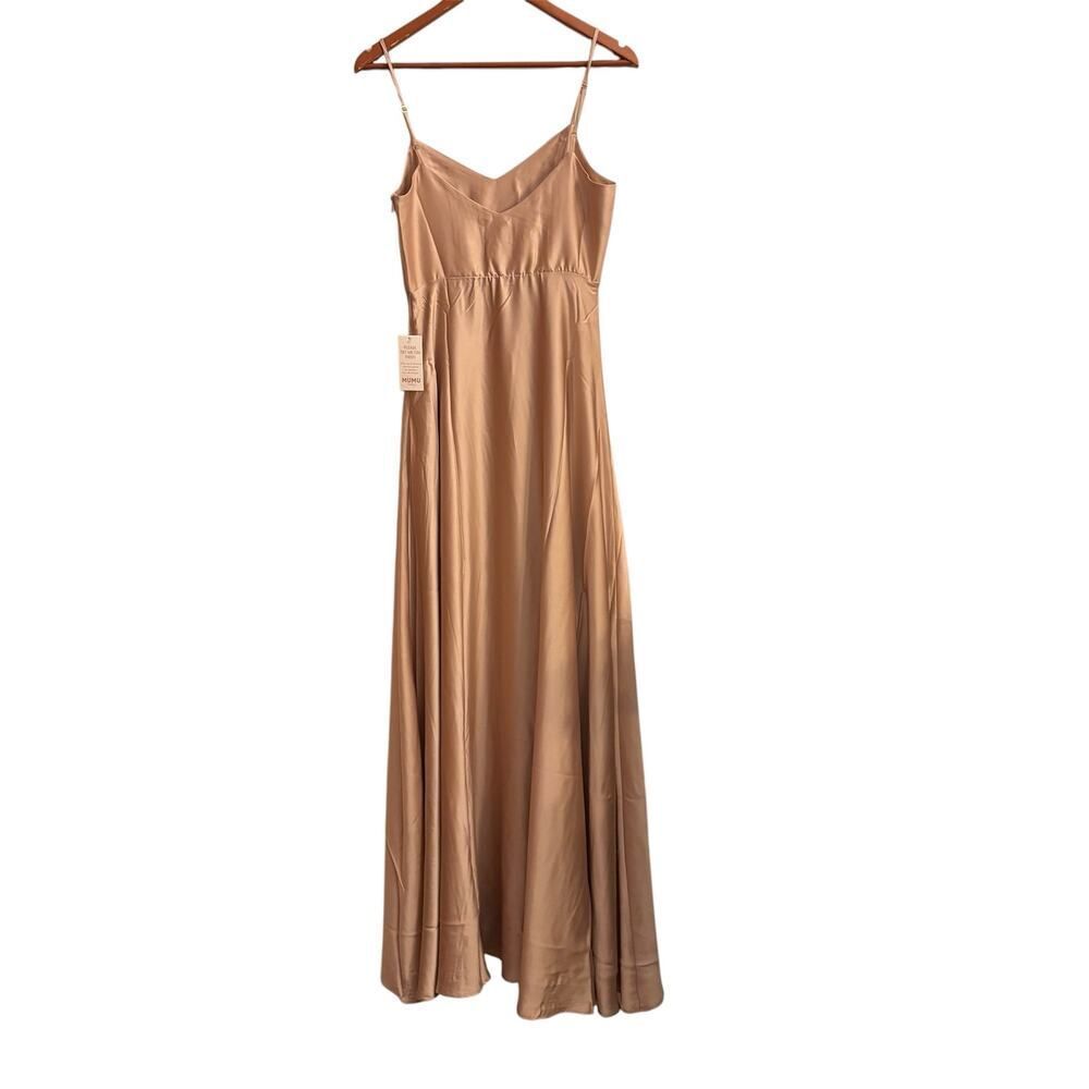 Show Me Your Mumu Satin Maxi Slip Dress Champagne Blush Bridesmaid Wedding Guest - Picture 2 of 7